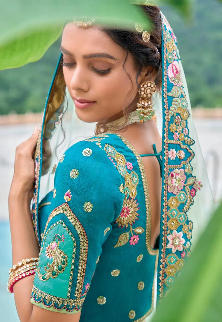 Pista Green Silk Lehenga Choli