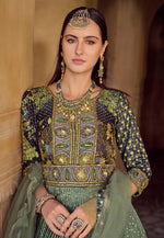 Load image into Gallery viewer, Pista Green Silk Long Anarkali Suit
