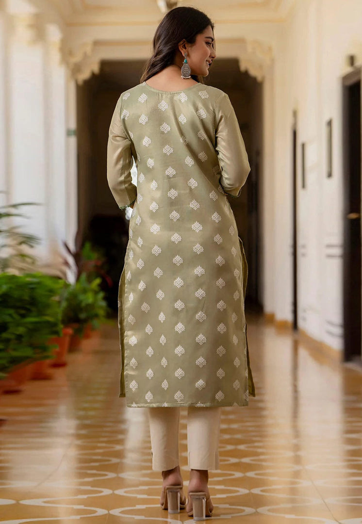 Pista Green Silk Long Tunic