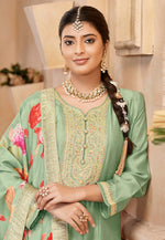 Load image into Gallery viewer, Pista Green Silk Pant Style Suit

