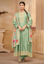 Load image into Gallery viewer, Pista Green Silk Pant Style Suit
