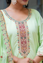 Load image into Gallery viewer, Pista Green Silk Readymade Pant Style Suit
