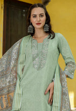 Load image into Gallery viewer, Pista Green Silk Readymade Pant Style Suit
