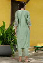 Load image into Gallery viewer, Pista Green Silk Readymade Pant Style Suit
