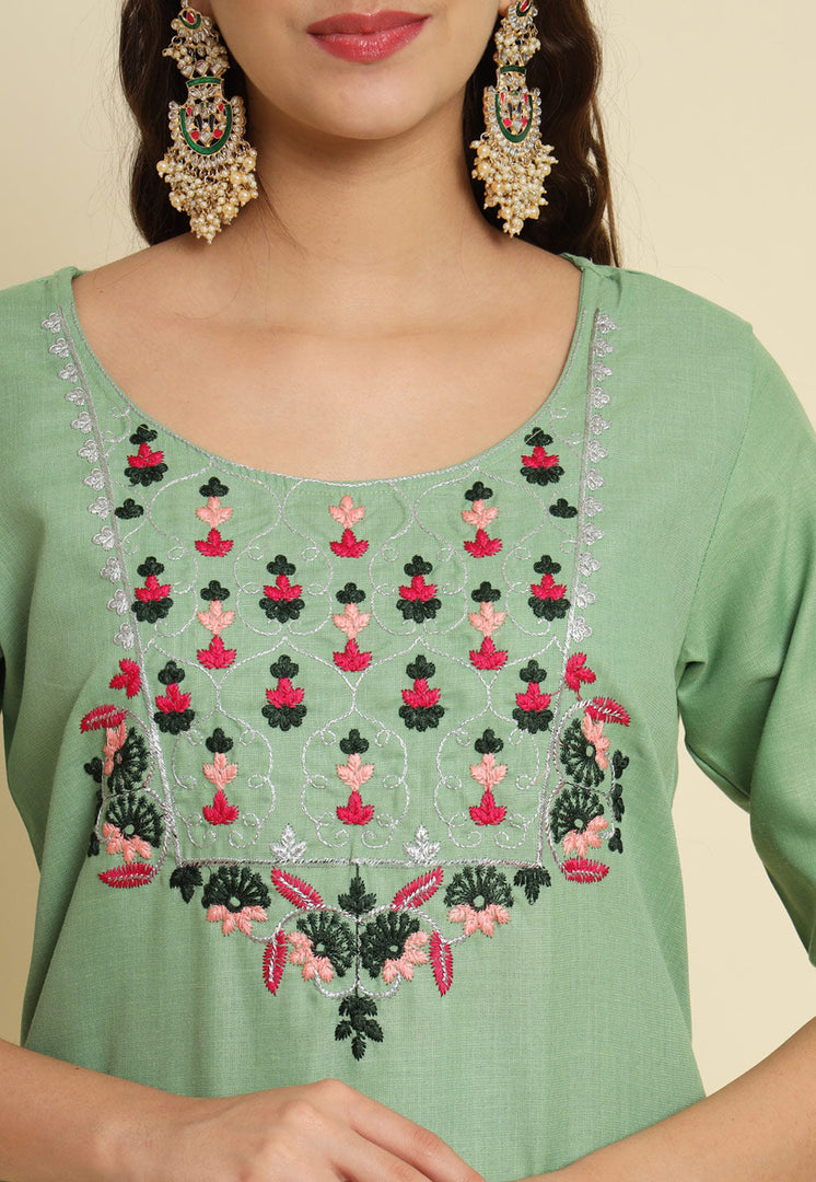 Pista Green Silk Readymade Pant Style Suit