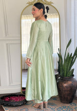 Load image into Gallery viewer, Pista Green Silk Readymade Pant Style Suit
