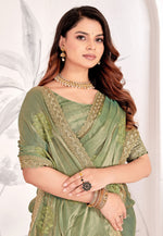 Load image into Gallery viewer, Pista Green Silk Saree With Blouse
