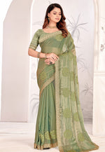 Load image into Gallery viewer, Pista Green Silk Saree With Blouse
