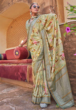 Load image into Gallery viewer, Pista Green Silk Saree With Blouse
