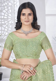 Pista Green Tissue Sequence Saree