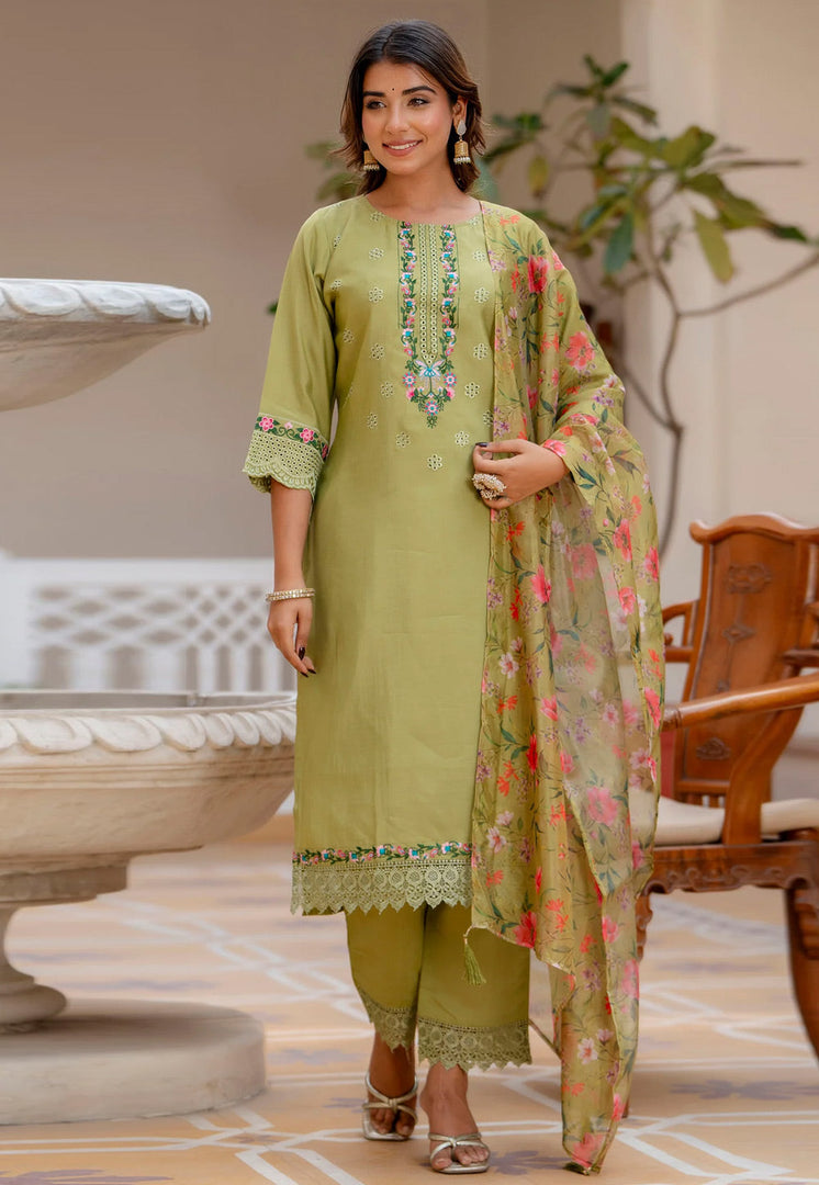 Pista Green Viscose Readymade Pakistani Suit