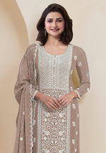 Load image into Gallery viewer, Prachi Desai Brown Faux Georgette Pant Style Suit
