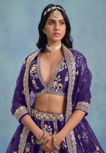 Load image into Gallery viewer, Purple Art Silk Circular Lehenga Choli
