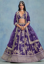 Load image into Gallery viewer, Purple Art Silk Circular Lehenga Choli
