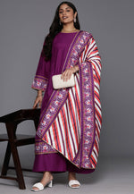 Load image into Gallery viewer, Purple Art Silk Readymade Palazzo Suit
