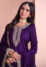 Load image into Gallery viewer, Purple Art Silk Sharara Suit
