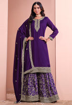 Load image into Gallery viewer, Purple Art Silk Sharara Suit
