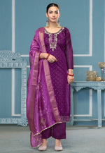 Load image into Gallery viewer, Purple Banarasi Pakistani Suit
