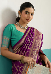 Purple Banarasi Silk Saree
