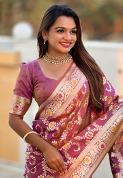 Purple Banarasi Silk Saree