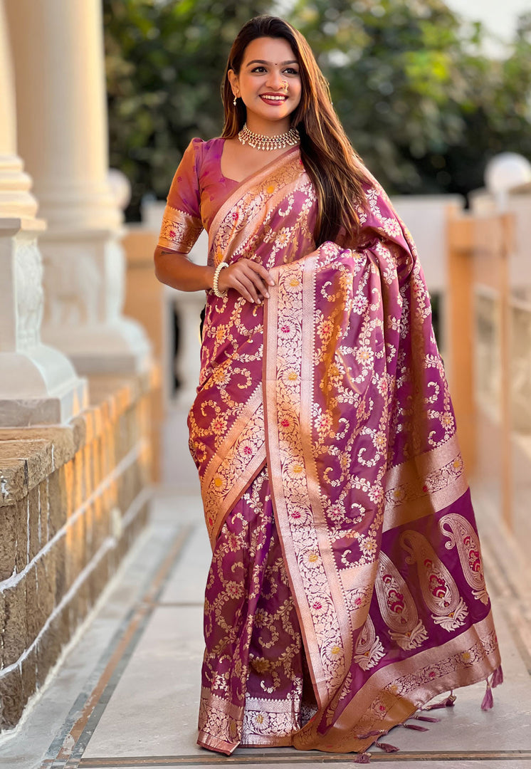 Purple Banarasi Silk Saree