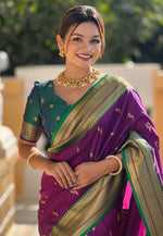 Load image into Gallery viewer, Purple Banarasi Silk Saree

