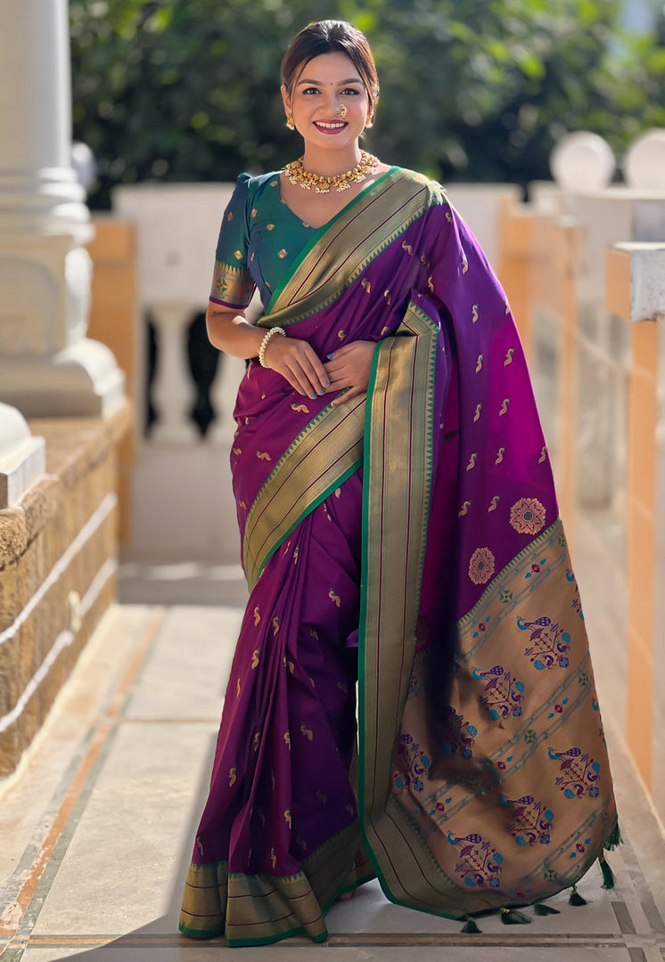 Purple Banarasi Silk Saree