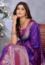 Load image into Gallery viewer, Purple Banarasi Silk Saree
