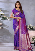Load image into Gallery viewer, Purple Banarasi Silk Saree

