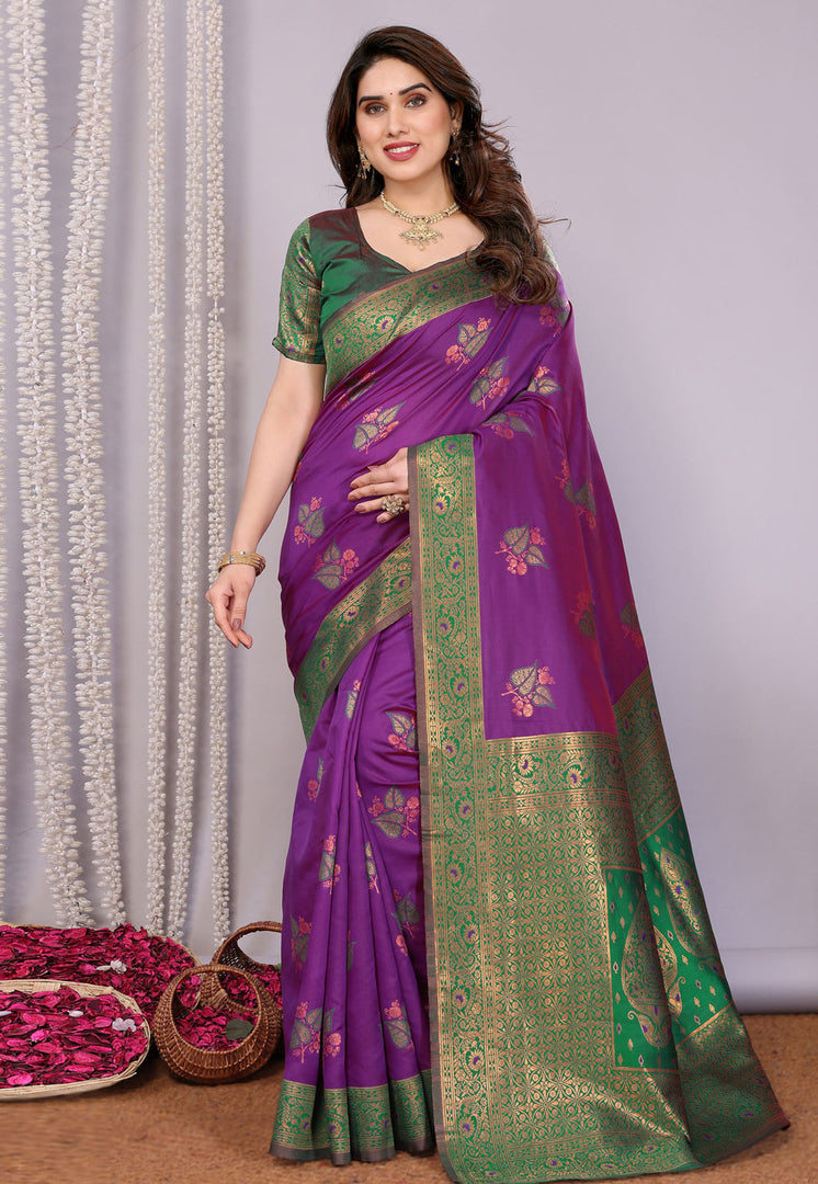 Purple Banarasi Silk Saree