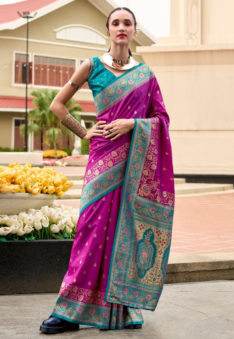 Purple Banarasi Silk Saree