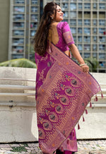Load image into Gallery viewer, Purple Banarasi Silk Saree
