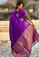 Load image into Gallery viewer, Purple Banarasi Silk Saree With Blouse