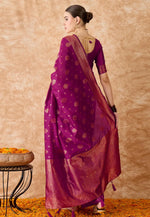 Load image into Gallery viewer, Purple Banarasi Silk Saree With Blouse