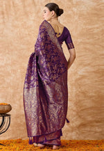 Load image into Gallery viewer, Purple Banarasi Silk Saree With Blouse