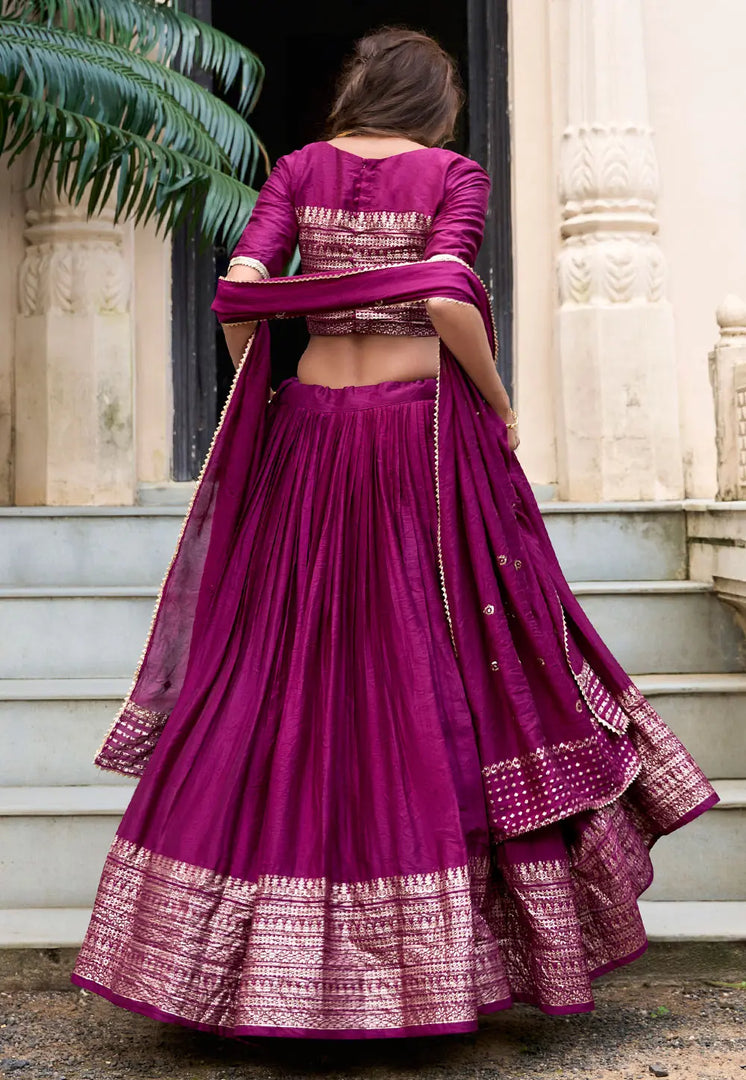 Purple Chanderi Lehenga Choli