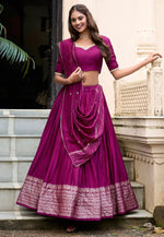 Load image into Gallery viewer, Purple Chanderi Lehenga Choli
