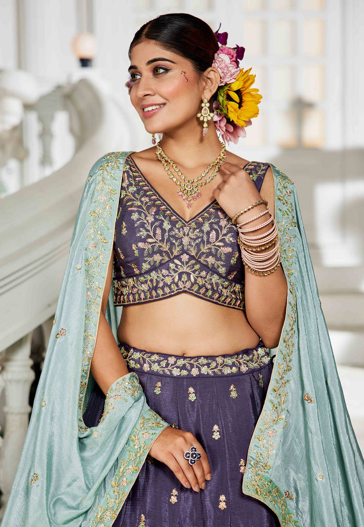 Purple Chiffon Lehenga Choli