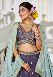 Purple Chiffon Lehenga Choli
