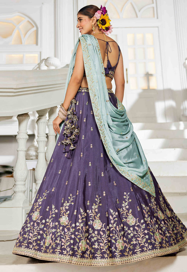 Purple Chiffon Lehenga Choli