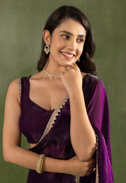 Purple Chiffon Lehenga Saree
