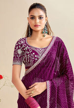 Load image into Gallery viewer, Purple Chiffon Saree With Blouse