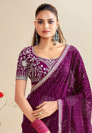 Purple Chiffon Saree With Blouse