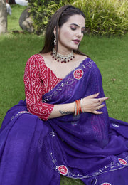 Purple Chiffon Saree With Blouse