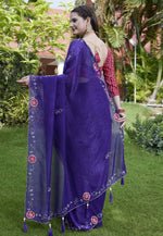 Load image into Gallery viewer, Purple Chiffon Saree With Blouse

