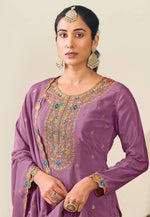 Load image into Gallery viewer, Purple Chinon Indo Western Lehenga Choli
