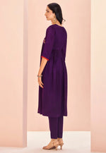 Load image into Gallery viewer, Purple Chinon Kurta Set With Pent
