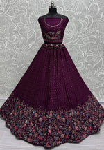Load image into Gallery viewer, Purple Chinon Lehenga Choli
