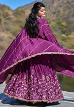 Load image into Gallery viewer, Purple Chinon Lehenga Choli

