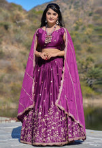 Load image into Gallery viewer, Purple Chinon Lehenga Choli
